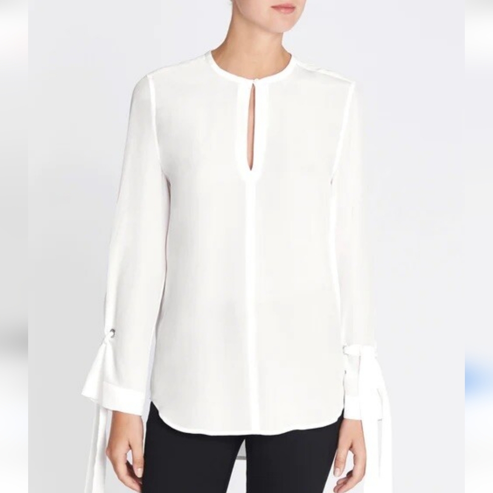 Equipment Sayer Ivory Crepe Silk Tie Sleeve Blouse Size XS